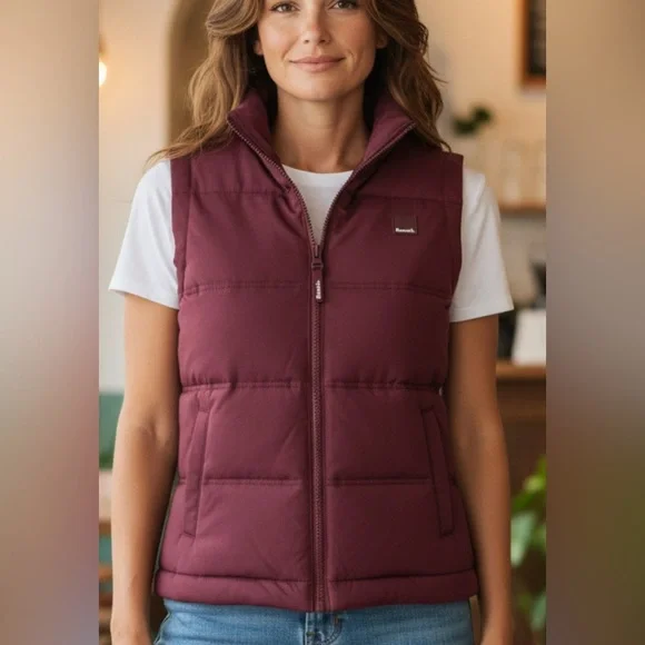 Bench Women's Burgundy Puffer Vest, Plum, like new, size Small - Picture 10 of 10
